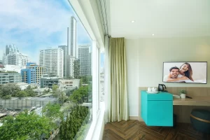 superior room of sq boutique hotel bangkok large window view